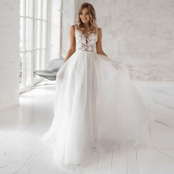 Boho tulle wedding dress