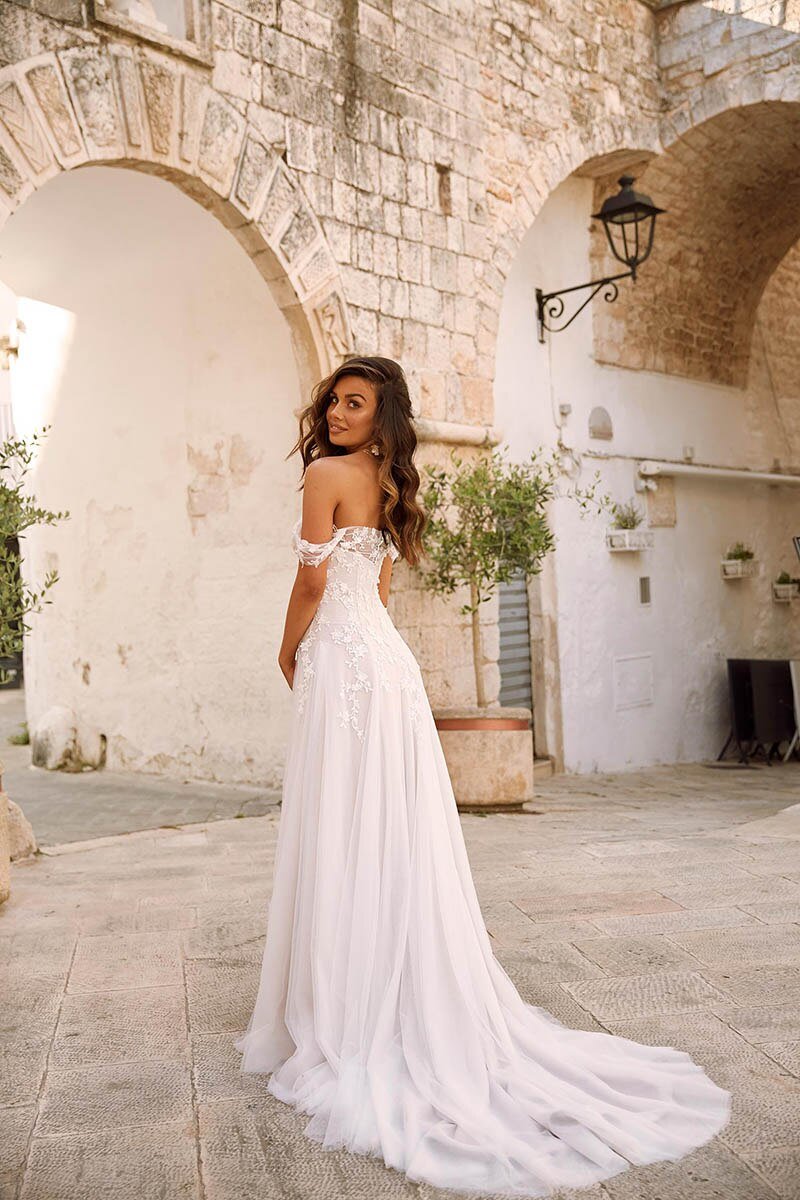 Off the shoulder boho wedding dresses - Image 3