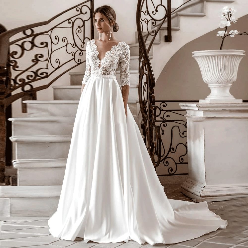 Flowy boho wedding dress