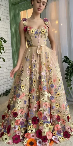 Floral ball gown wedding dress