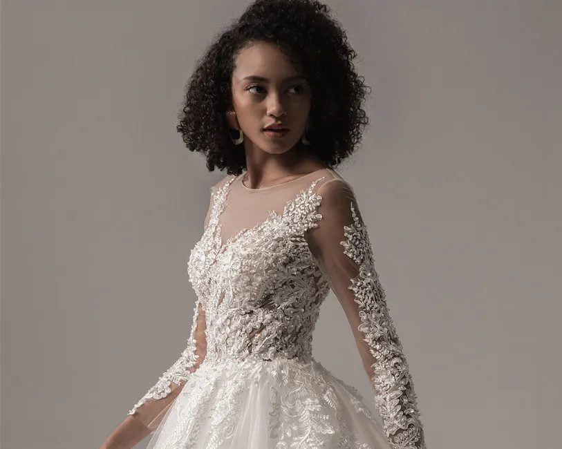 Long sleeve lace boho wedding dress - Image 5