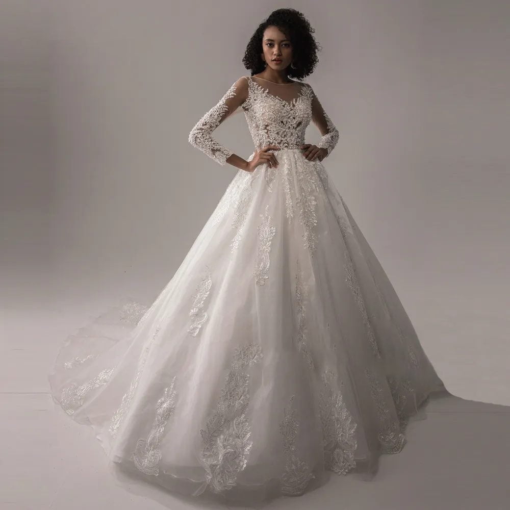 Long sleeve lace boho wedding dress - Image 3