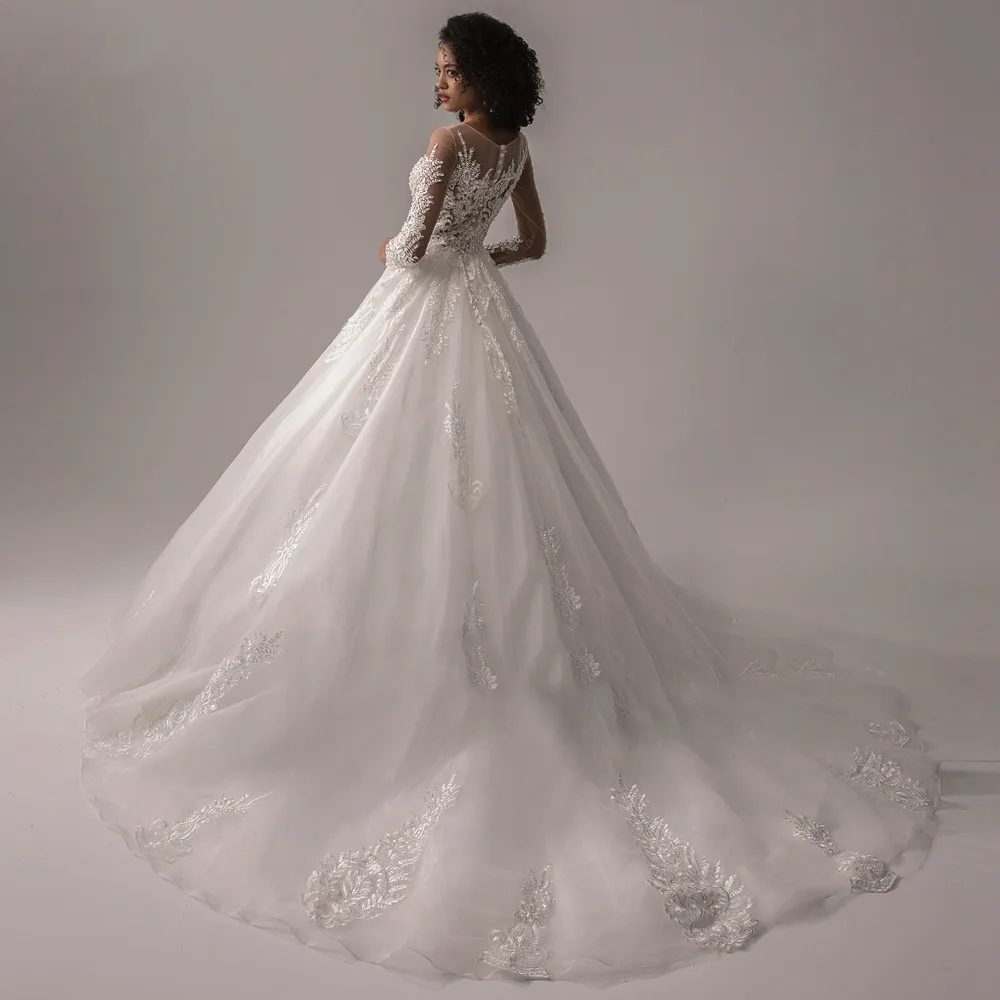 Long sleeve lace boho wedding dress - Image 6