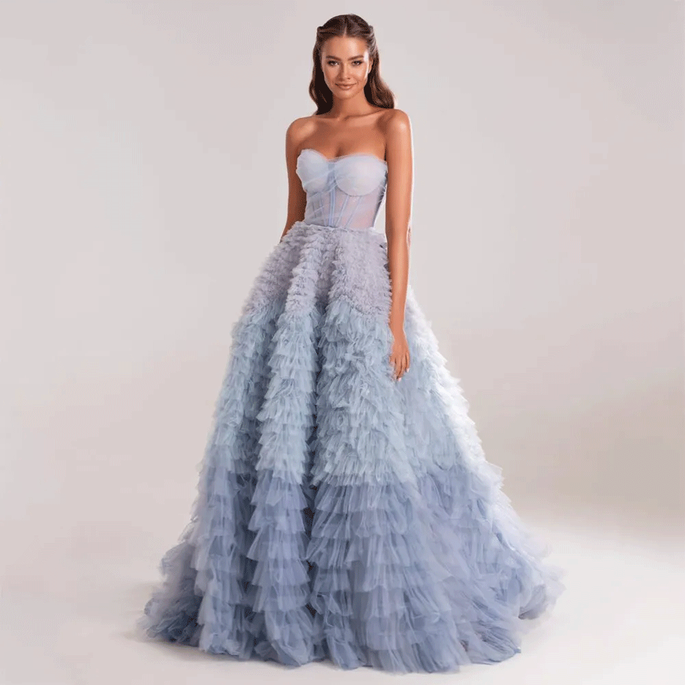 Princess blue wedding dress
