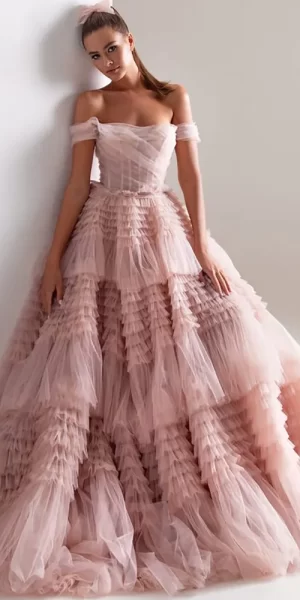Pink princess wedding dress