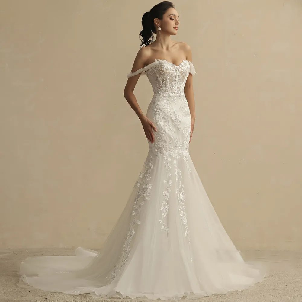 A line mermaid wedding dress - Image 3