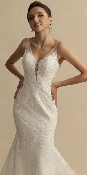 Boho trumpet wedding dress