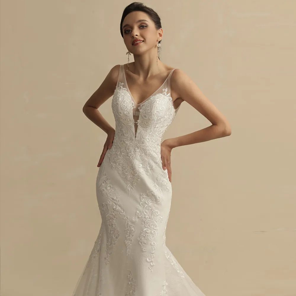 Boho trumpet wedding dress
