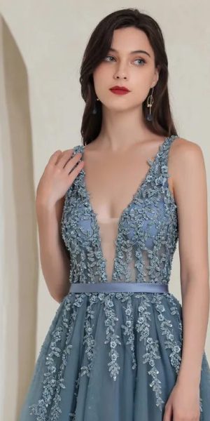 Blue boho wedding dress