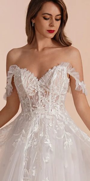 Backless boho wedding dress