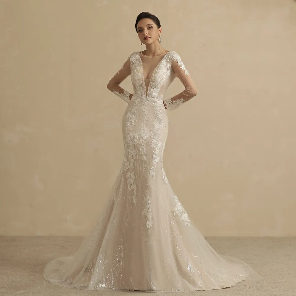 Lace trumpet wedding dress - Image 5