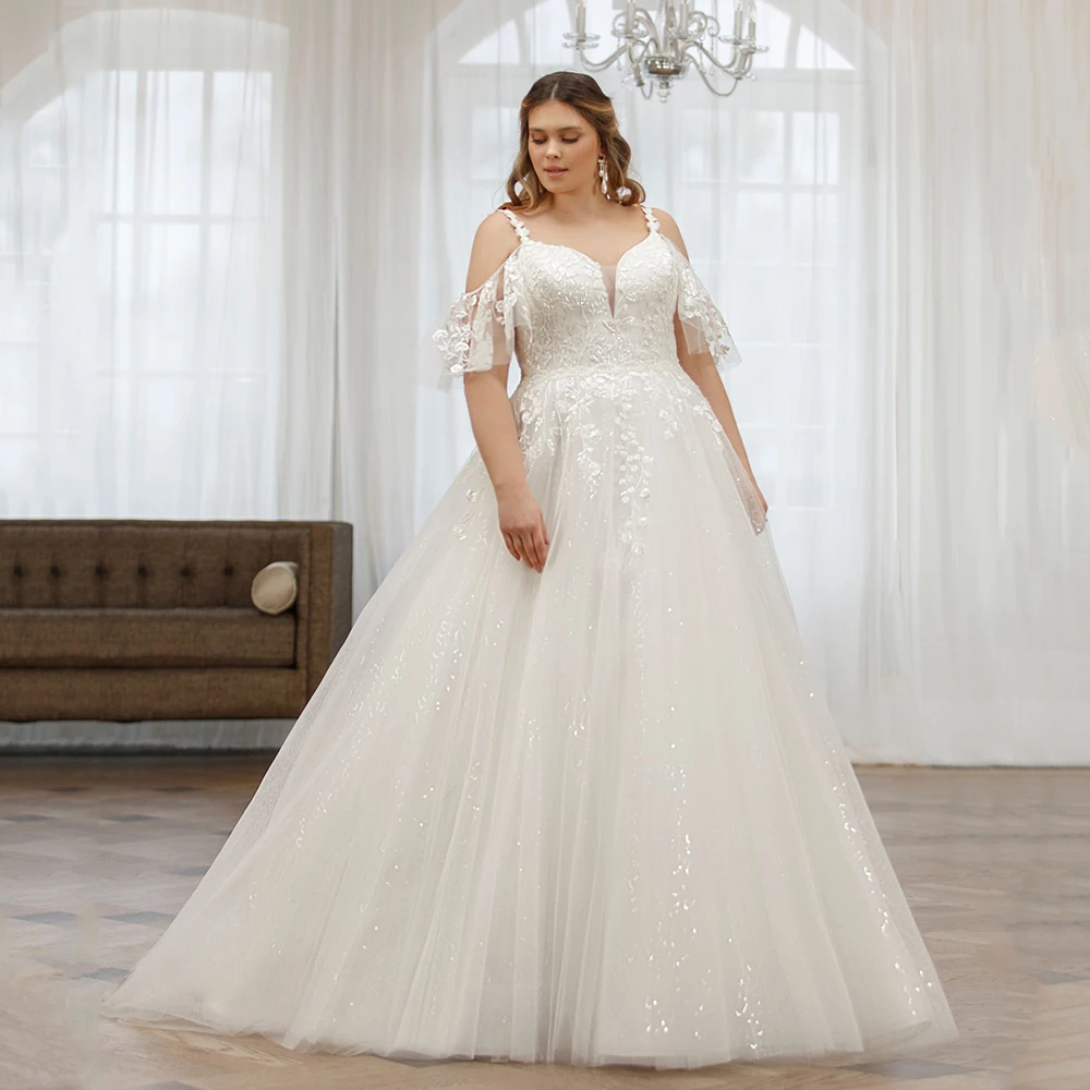 Plus size off the shoulder wedding dress