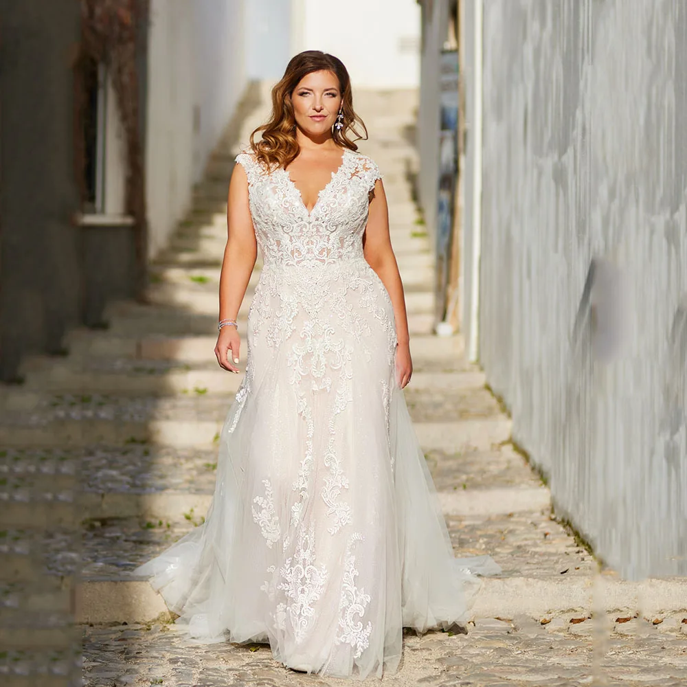 Plus size white wedding dress