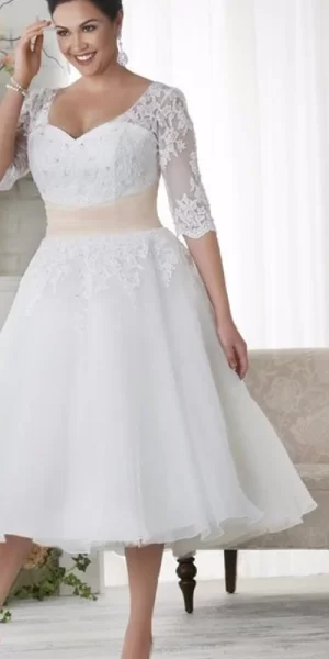 Plus size short wedding dress