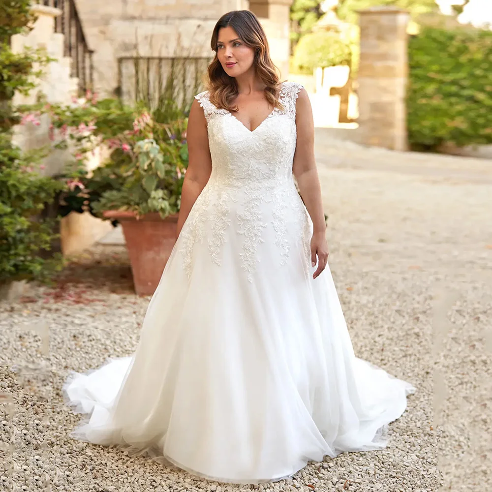 Plus size floral wedding dress