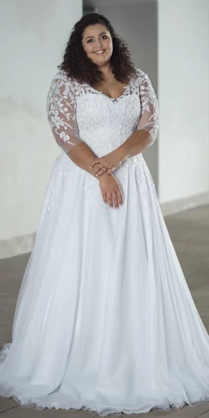 Plus size wedding dress with sleeves