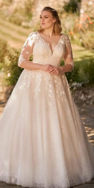 Plus size champagne wedding dress