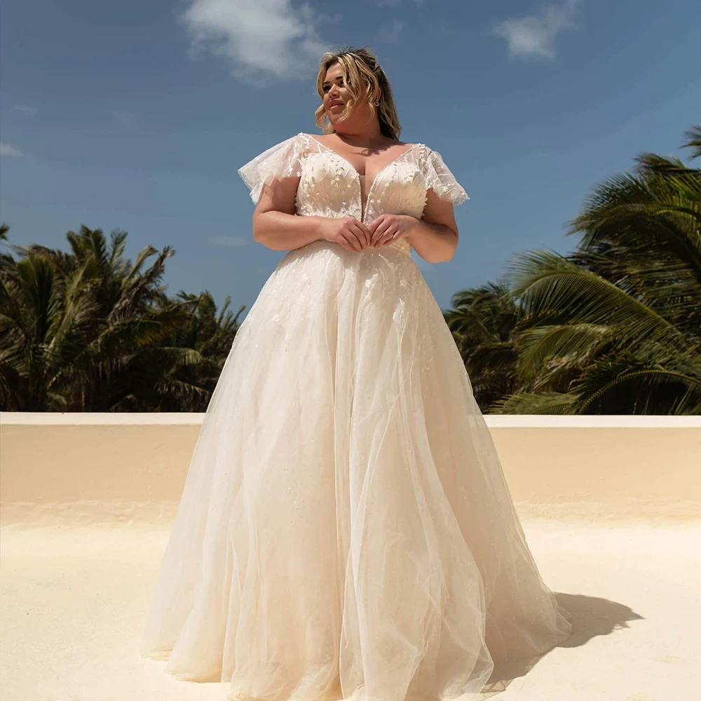 Plus size ivory wedding dress